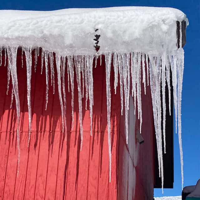 Icicles on a barn